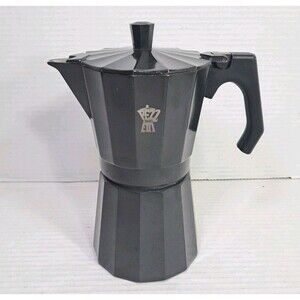 Pezzetti Italexpress Espresso Maker Black Carbon 6 Shot Stovetop 8.5" Italy Moka